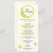 金ゴールド素朴リースレモンサマー結婚ズのメニューカード メニュー (正面/裏面)
