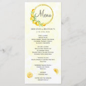 金ゴールド素朴リースレモンサマー結婚ズのメニューカード メニュー (正面)