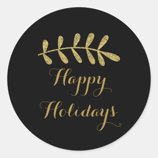 金ゴールド素朴リーフエレガントシンプル秋 ラウンドシール (正面)