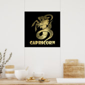 金ゴールド素朴山羊座ヤギ2 ポスター (キッチン)