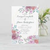 金ゴールド素朴幾何学的ブルゴーニュフローラ 招待状 (スタンド正面)