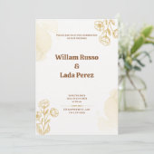 金ゴールド素朴結婚式招待状 招待状 (スタンド正面)