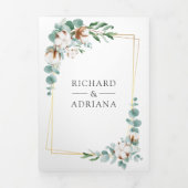 金ゴールド素朴綿ユーカリQRコード結婚ズ 三つ折り招待状 (カバー)