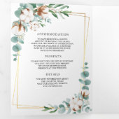 金ゴールド素朴綿ユーカリQRコード結婚ズ 三つ折り招待状 (内部最初)