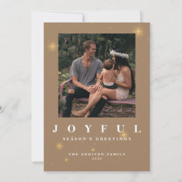 金ゴールド素朴Joyful 2枚の写真クリスマス シーズンカード