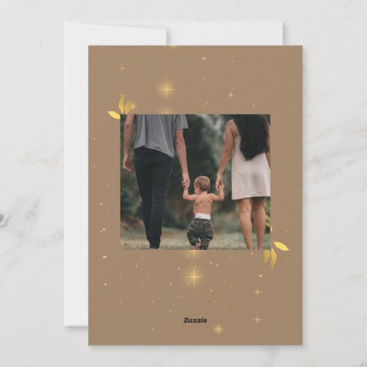 金ゴールド素朴Joyful 2枚の写真クリスマス シーズンカード (裏面)