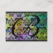 金ゴールド紫きらめくダマスクモノグラムグリーン黄 名刺 (裏面)