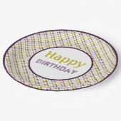 金ゴールド紫とプラムポルカドット ペーパープレート (アングル)