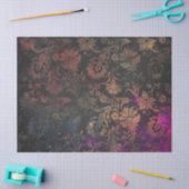 金ゴールド紫と黒の切り離しのステンシルフラワーズ 薄葉紙 (クラフト)