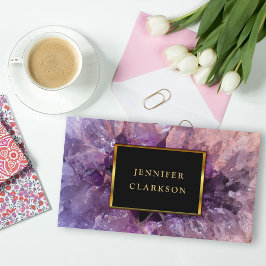 金ゴールド紫アメジスト宝石の宝石鉱物。 名刺