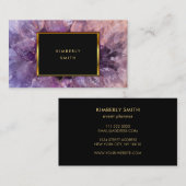 金ゴールド紫アメジスト宝石鉱物 名刺 (正面/裏面)
