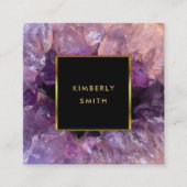 金ゴールド紫アメジスト宝石 スクエア名刺 (正面)