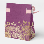 金ゴールド紫エレガントヴィンテージレース結婚式の引き出物 フェイバーボックス (裏面サイド)