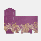 金ゴールド紫エレガントヴィンテージレース結婚式の引き出物 フェイバーボックス (折り畳みなし)