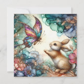 金ゴールド紫ステンドグラスバニーバタフライイースター シーズンカード (正面)