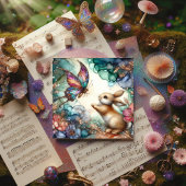 金ゴールド紫ステンドグラスバニーバタフライイースター シーズンカード