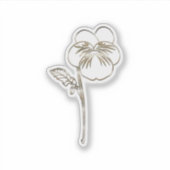 金ゴールド紫パンジーの花 シール (正面)