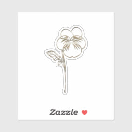 金ゴールド紫パンジーの花 シール