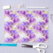 金ゴールド紫フローラバラパターンパーティー組織 薄葉紙 (クラフト)