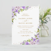 金ゴールド紫フローラ水彩結婚式の招待 招待状 (スタンド正面)