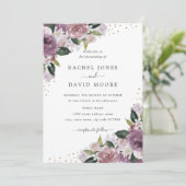 金ゴールド紫フローラ水彩結婚式の招待 招待状 (スタンド正面)