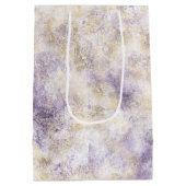 金ゴールド紫抽象芸術 ミディアムペーパーバッグ (裏面)