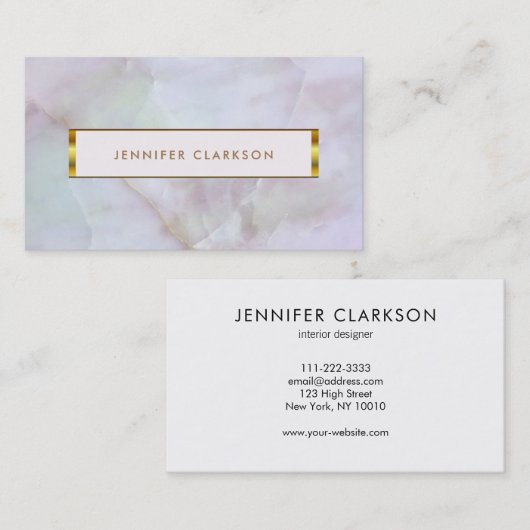 金ゴールド紫石英宝石地形 名刺 (正面/裏面)