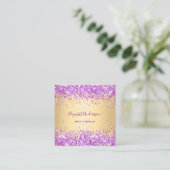 金ゴールド紫色のピンクの写真のqrコード スクエア名刺 (スタンド正面)