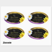 金ゴールド紫色のメタリックブラック製品ラベルの追加ロゴ 楕円形シール (シート)