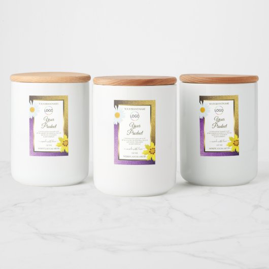 金ゴールド紫色のメタリックホワイトプロダクトラベルの追加ロゴ フードラベル (ボトル)