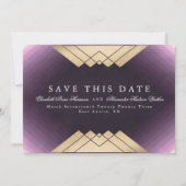 金ゴールド紫色の幾何学的なギャツビーのフォイル日付を保存 案内状 (正面)
