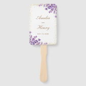 金ゴールド紫色の水彩バイオレットラベンダー結婚ズ ハンドファン (正面)