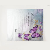 金ゴールド紫色の蝶の写真の背景タペストリー タペストリー (正面(横))