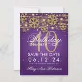 金ゴールド紫40歳救の冬 招待状 (正面)