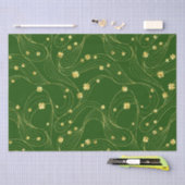 金ゴールド細い線とアイルランドのシャムロックと緑 薄葉紙 (クラフト)