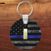 金ゴールド細青色中尉動揺して旗 キーホルダー (正面)