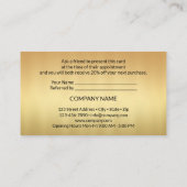 金ゴールド紹介で友人の名刺を知らせる 紹介カード (裏面)