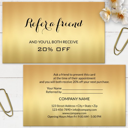 金ゴールド紹介で友人の名刺を知らせる 紹介カード