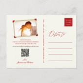 金ゴールド結び目の二重中国のの幸せ日付を保存 案内ポストカード (裏面)