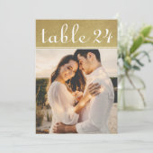 金ゴールド結婚きらめくのフォトテーブル番号 招待状 (スタンド正面)