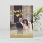 金ゴールド結婚したとスクリプメリート2フォトホリデーカード シーズンカード (スタンド正面)