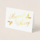 金ゴールド結婚したとメリークリスマスの休日の写真 箔カード (正面)