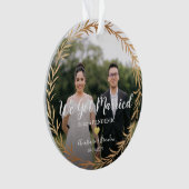 金ゴールド結婚した写真 オーナメント (正面)