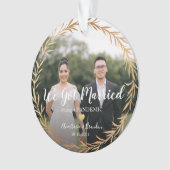 金ゴールド結婚した写真 オーナメント (正面)