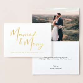 金ゴールド結婚した&メリークリスマスありがとうご結婚ざいまF 箔カード