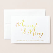 金ゴールド結婚した&メリークリスマスありがとうご結婚ざいまF 箔カード (封筒付き正面)