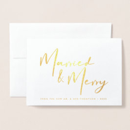 金ゴールド結婚した&メリークリスマスありがとうご結婚ざいまF 箔カード