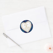 金ゴールド結婚とブルーがミスター・アンド・ミセス |カスタマイズ ラウンドシール (封筒)
