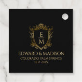 金ゴールド結婚のイニシャルとフローラ結婚クレスト フェイバータグ (裏面)