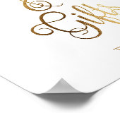 金ゴールド結婚のカードと贈り物のサイン |金ゴールド ポスター (角)